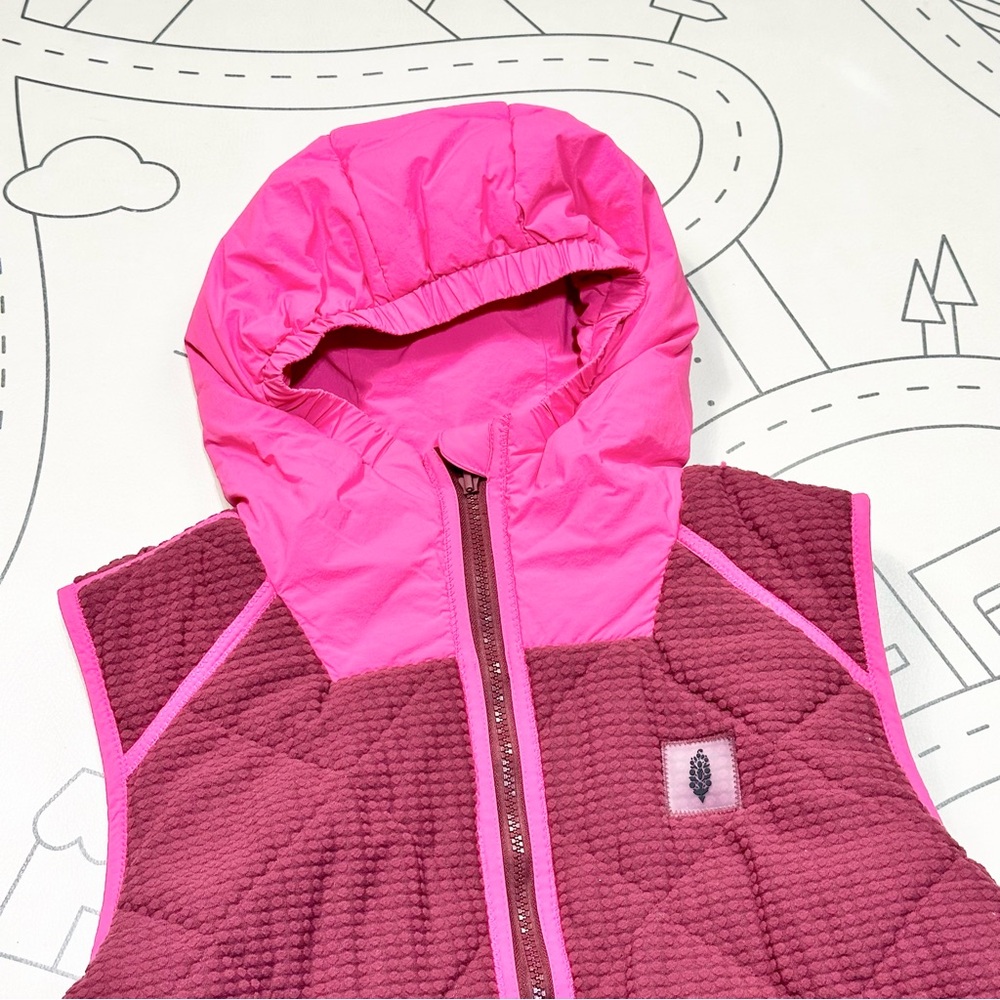 Free People Recreation Reversible Fleece Puffer Vest in Sour Cherry - Picture 12 of 12